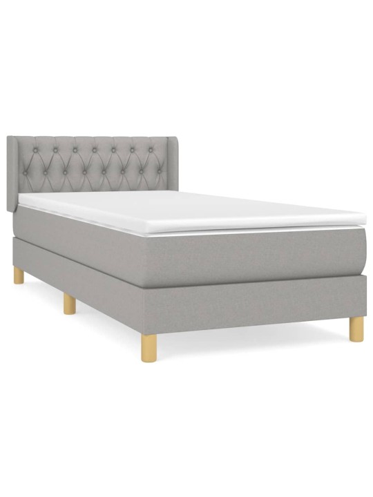 Box spring postel s matrací světle šedý 100 x 200 cm textil