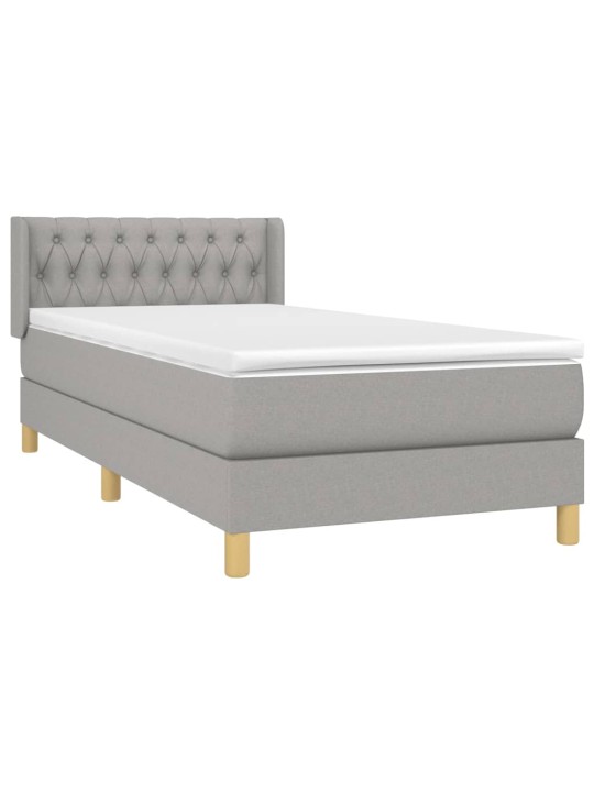 Box spring postel s matrací světle šedý 100 x 200 cm textil