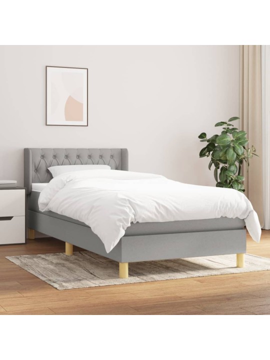 Box spring postel s matrací světle šedý 100 x 200 cm textil