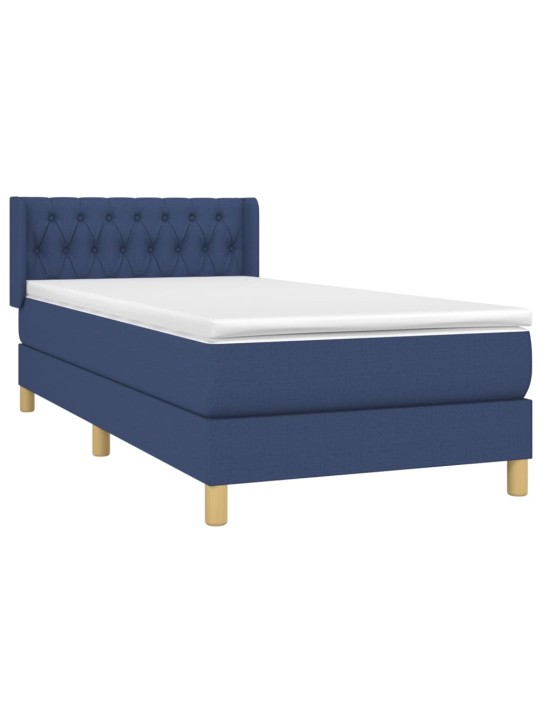 Box spring postel s matrací modrá 100 x 200 cm textil