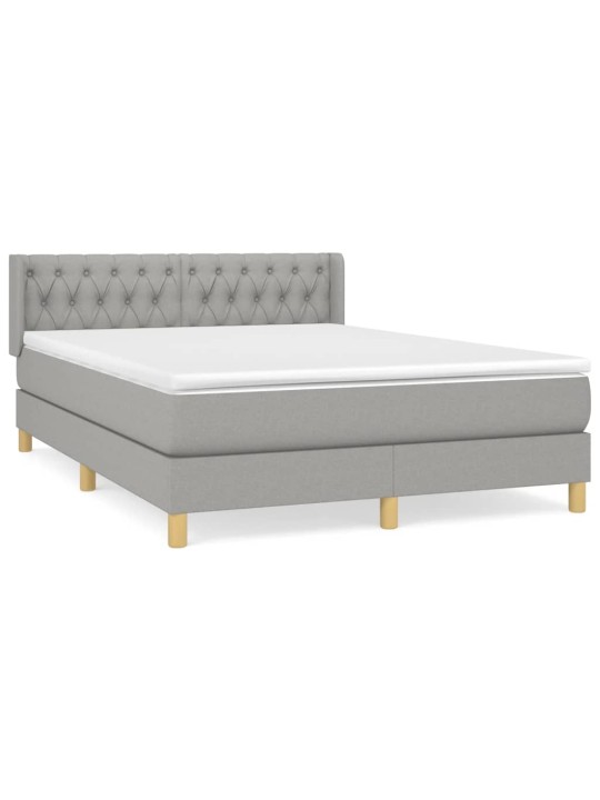 Box spring postel s matrací světle šedá 140 x 190 cm textil
