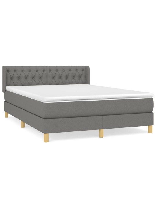 Box spring postel s matrací tmavě šedý 140 x 190 cm textil