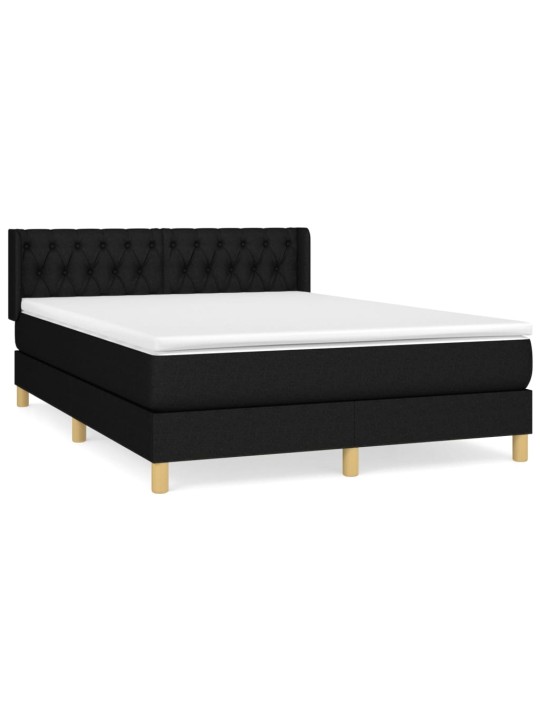 Box spring postel s matrací černá 140 x 190 cm textil