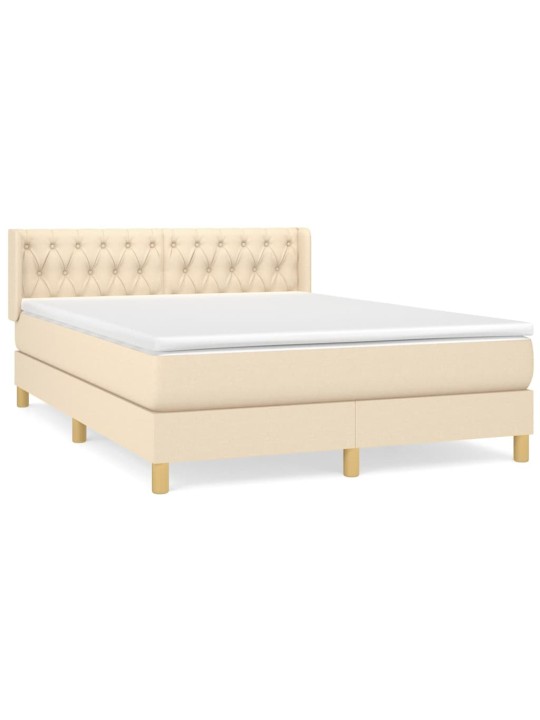 Box spring postel s matrací krémová 140x190 cm textil