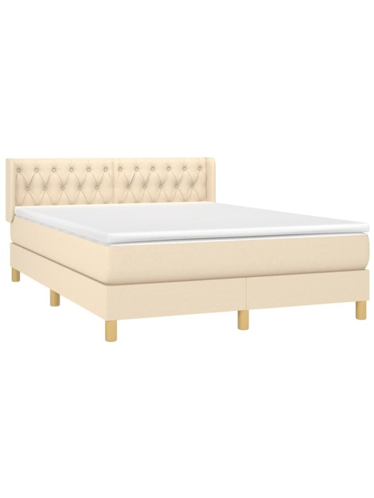 Box spring postel s matrací krémová 140x190 cm textil