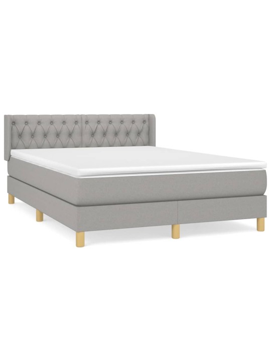 Box spring postel s matrací světle šedá 140 x 200 cm textil