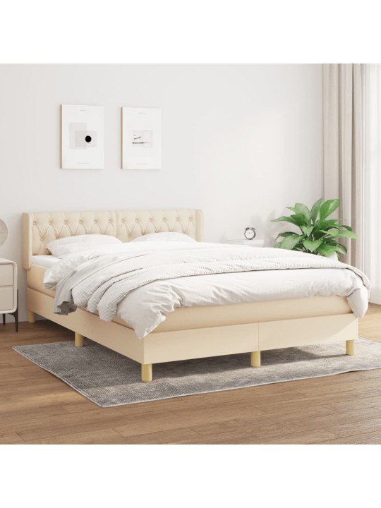 Box spring postel s matrací krémová 140x200 cm textil