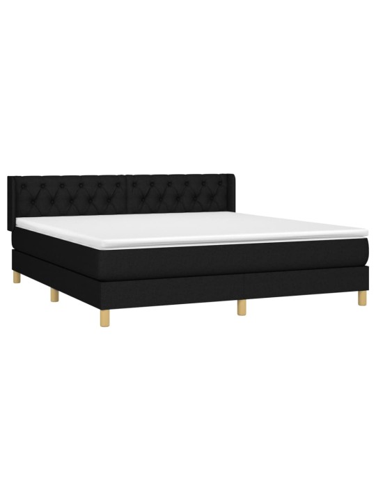 Box spring postel s matrací černá 160x200 cm textil