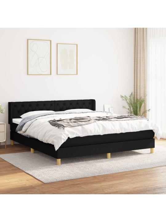 Box spring postel s matrací černá 160x200 cm textil