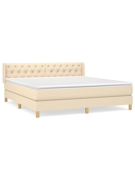 Box spring postel s matrací krémová 160x200 cm textil