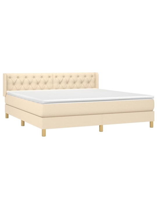 Box spring postel s matrací krémová 160x200 cm textil