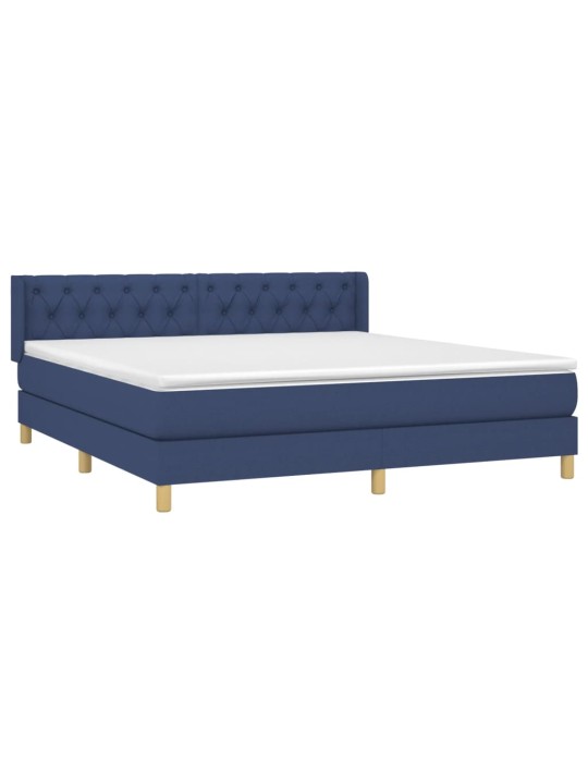 Box spring postel s matrací modrá 160x200 cm textil