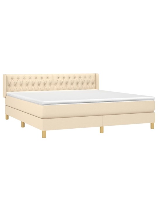 Box spring postel s matrací krémová 180x200 cm textil
