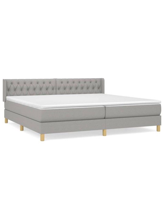 Box spring postel s matrací světle šedá 200 x 200 cm textil