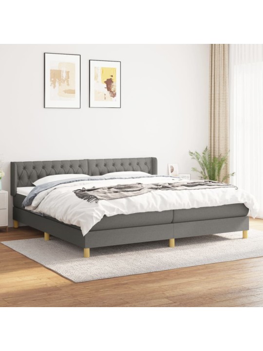 Box spring postel s matrací tmavě šedá 200x200 cm textil