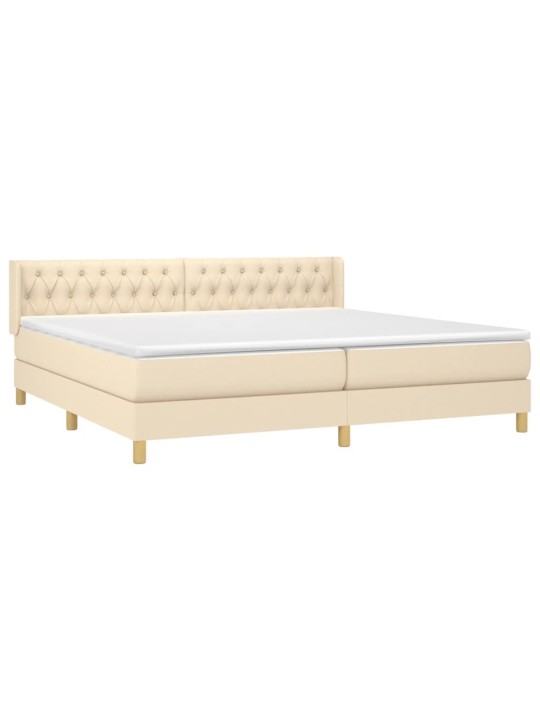 Box spring postel s matrací krémová 200x200 cm textil