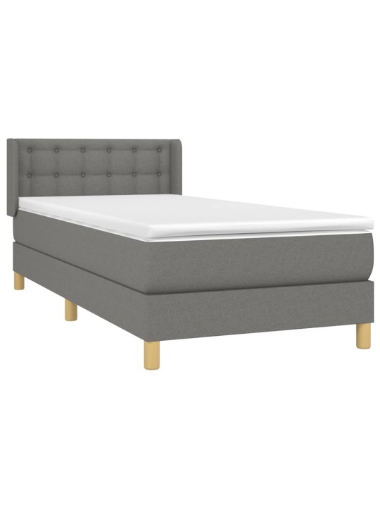 Box spring postel s matrací tmavě šedá 90x200 cm textil