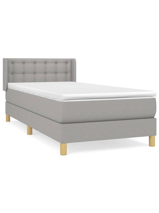 Box spring postel s matrací světle šedý 100 x 200 cm textil