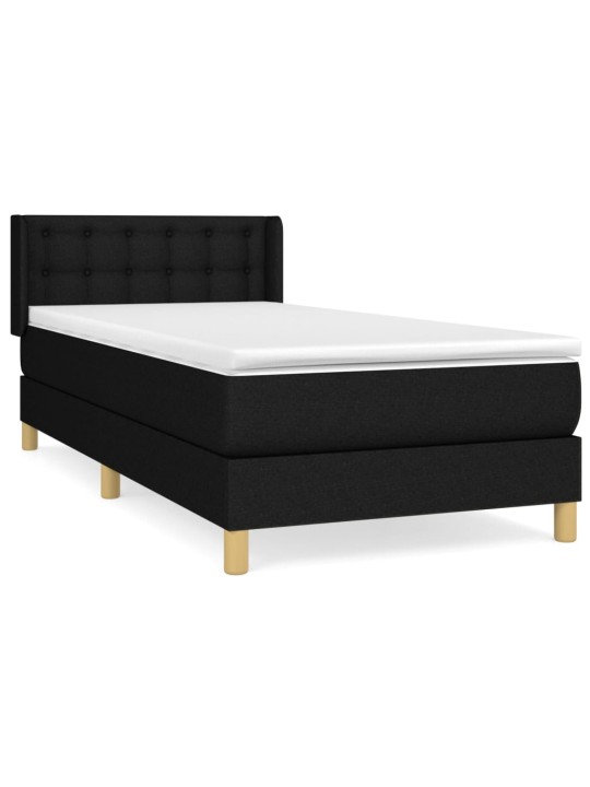 Box spring postel s matrací černá 100 x 200 cm textil