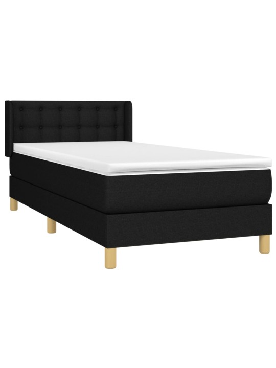 Box spring postel s matrací černá 100 x 200 cm textil