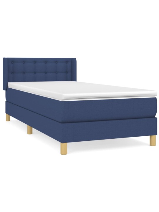 Box spring postel s matrací modrá 100 x 200 cm textil