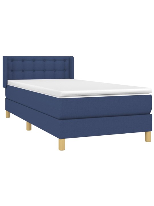 Box spring postel s matrací modrá 100 x 200 cm textil