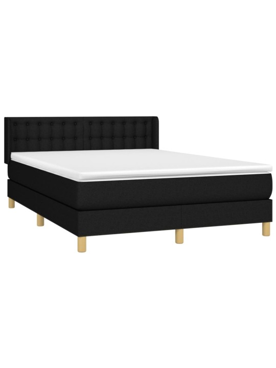 Box spring postel s matrací černá 140 x 190 cm textil