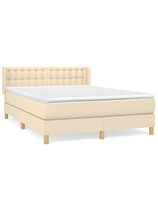 Box spring postel s matrací krémová 140x190 cm textil