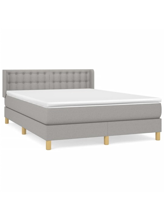 Box spring postel s matrací světle šedá 140 x 200 cm textil