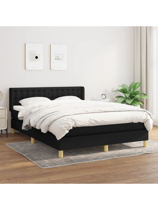 Box spring postel s matrací černá 140x200 cm textil
