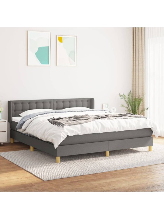 Box spring postel s matrací tmavě šedá 180x200 cm textil