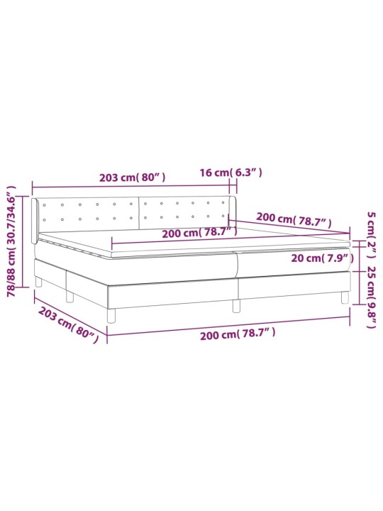 Box spring postel s matrací tmavě šedá 200x200 cm textil