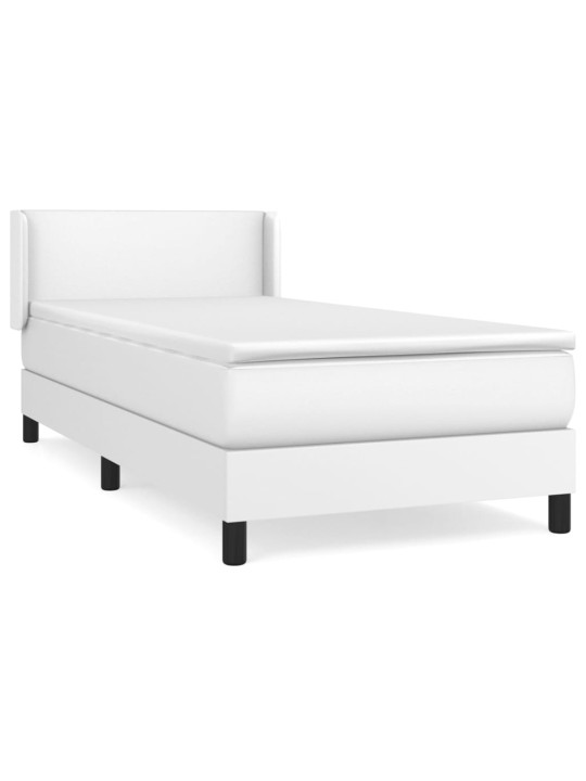 Box spring postel s matrací bílá 80 x 200 cm umělá kůže