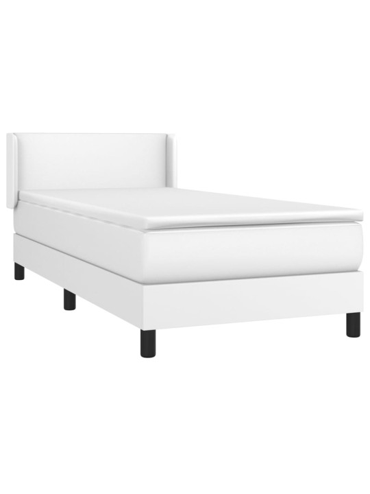 Box spring postel s matrací bílá 80 x 200 cm umělá kůže