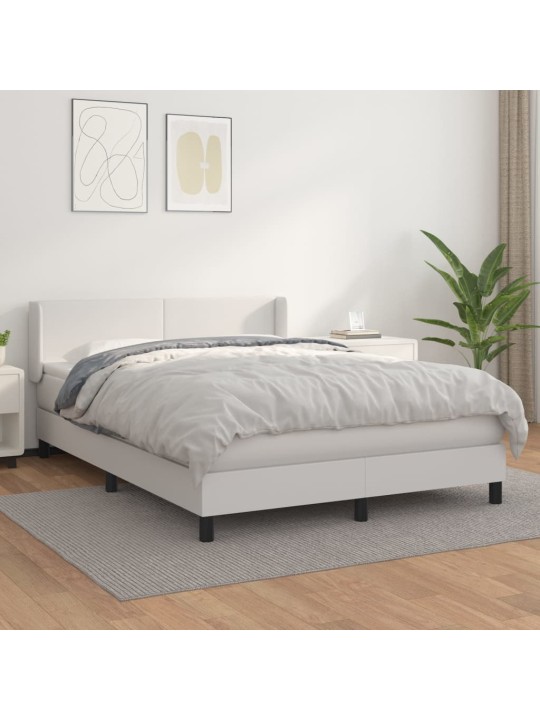 Box spring postel s matrací bílá 140 x 190 cm umělá kůže
