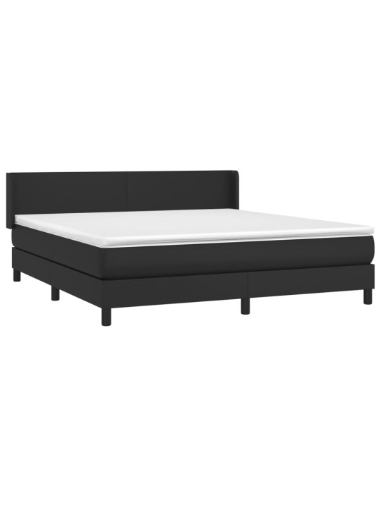 Box spring postel s matrací černá 160x200 cm umělá kůže