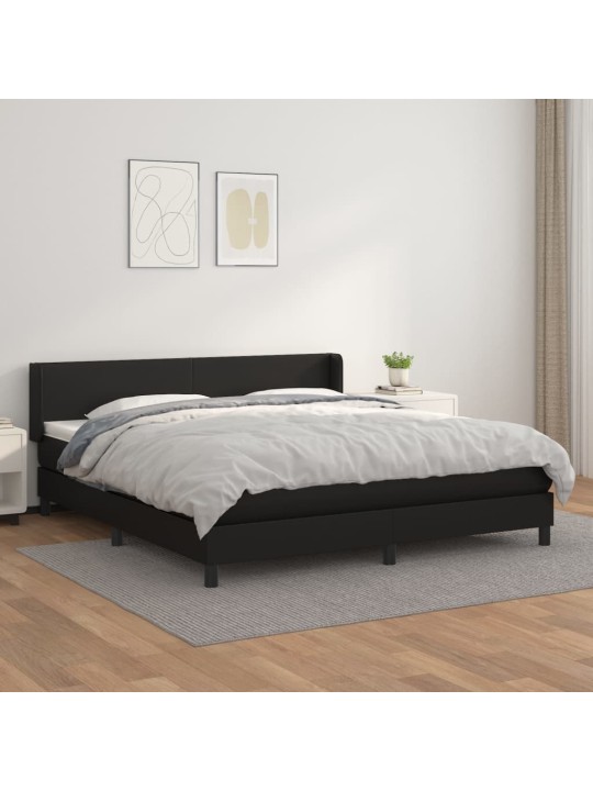 Box spring postel s matrací černá 160x200 cm umělá kůže