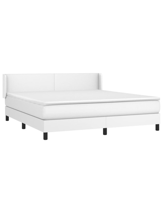 Box spring postel s matrací bílá 160x200 cm umělá kůže