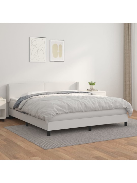 Box spring postel s matrací bílá 160x200 cm umělá kůže
