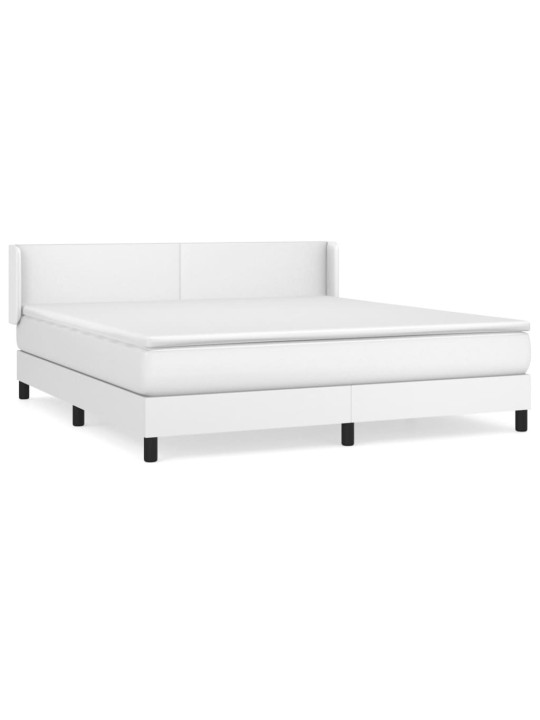 Box spring postel s matrací bílá 180x200 cm umělá kůže