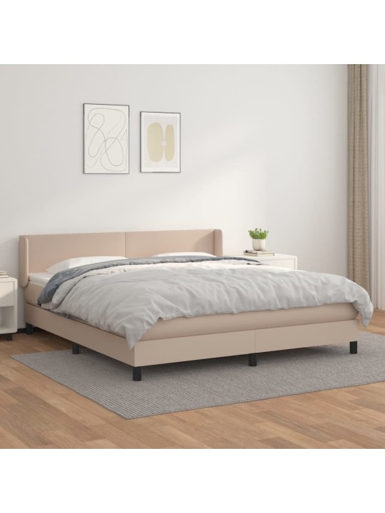 Box spring postel s matrací cappuccino 180 x 200 cm umělá kůže