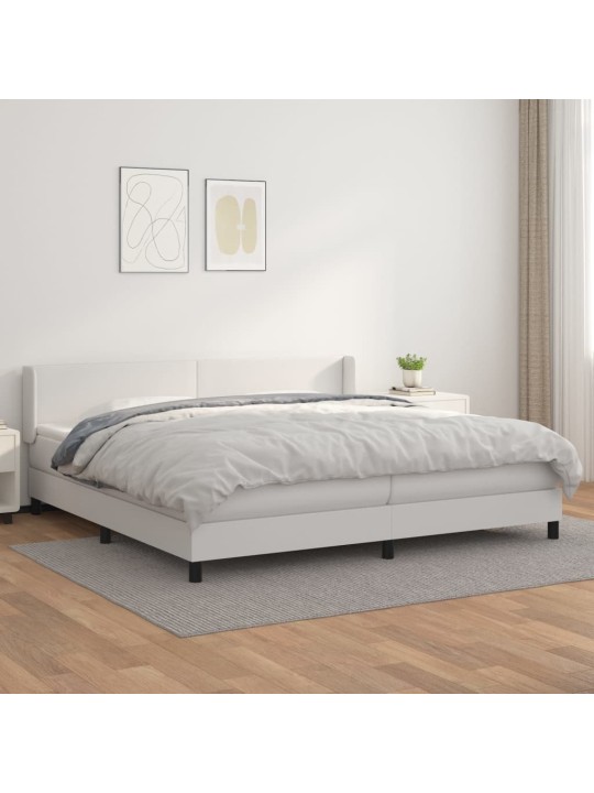 Box spring postel s matrací bílá 200x200 cm umělá kůže