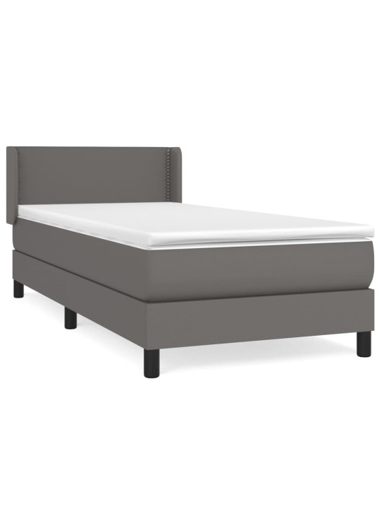 Box spring postel s matrací šedá 90x190 cm umělá kůže