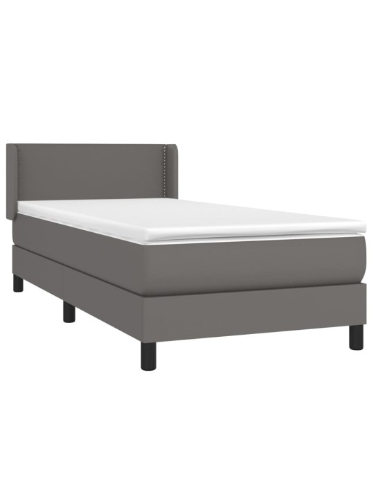 Box spring postel s matrací šedá 90x190 cm umělá kůže