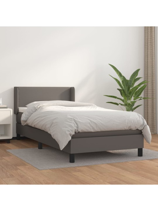 Box spring postel s matrací šedá 90x190 cm umělá kůže