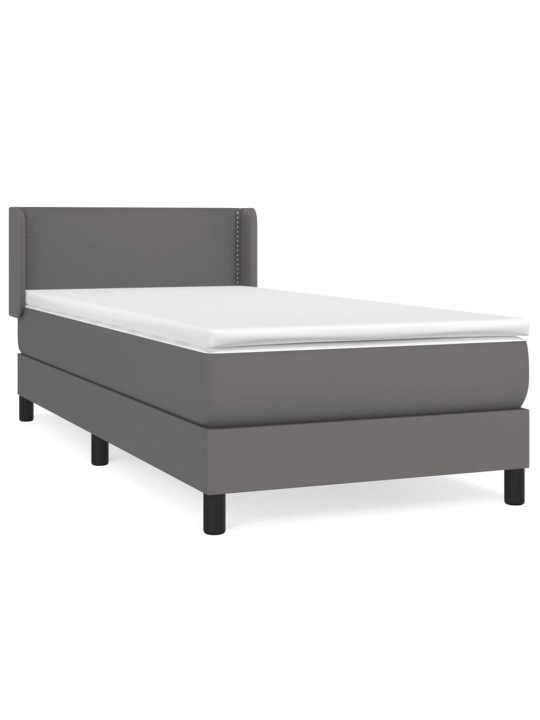 Box spring postel s matrací šedá 90x200 cm umělá kůže