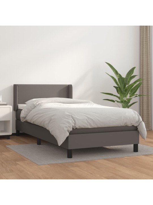 Box spring postel s matrací šedá 90x200 cm umělá kůže