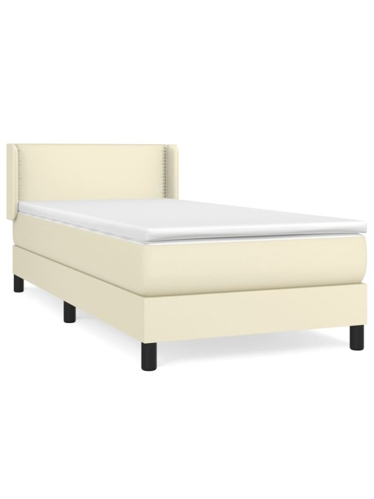 Box spring postel s matrací krémová 100x200 cm umělá kůže