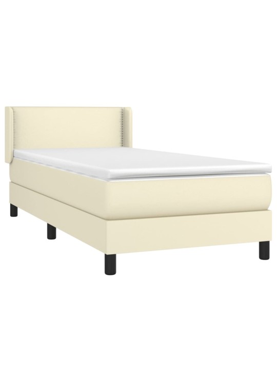 Box spring postel s matrací krémová 100x200 cm umělá kůže