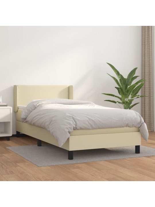 Box spring postel s matrací krémová 100x200 cm umělá kůže